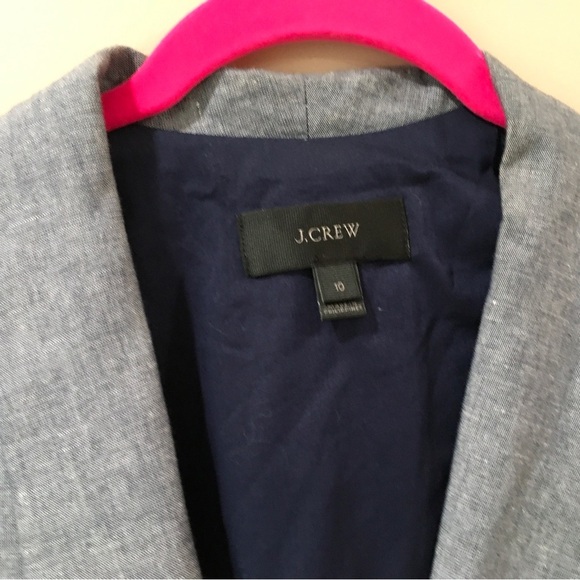 J. Crew Women 10 Unstructured Blazer In Cotton-Linen Chambray Blue Work #H6199 - Picture 4 of 8